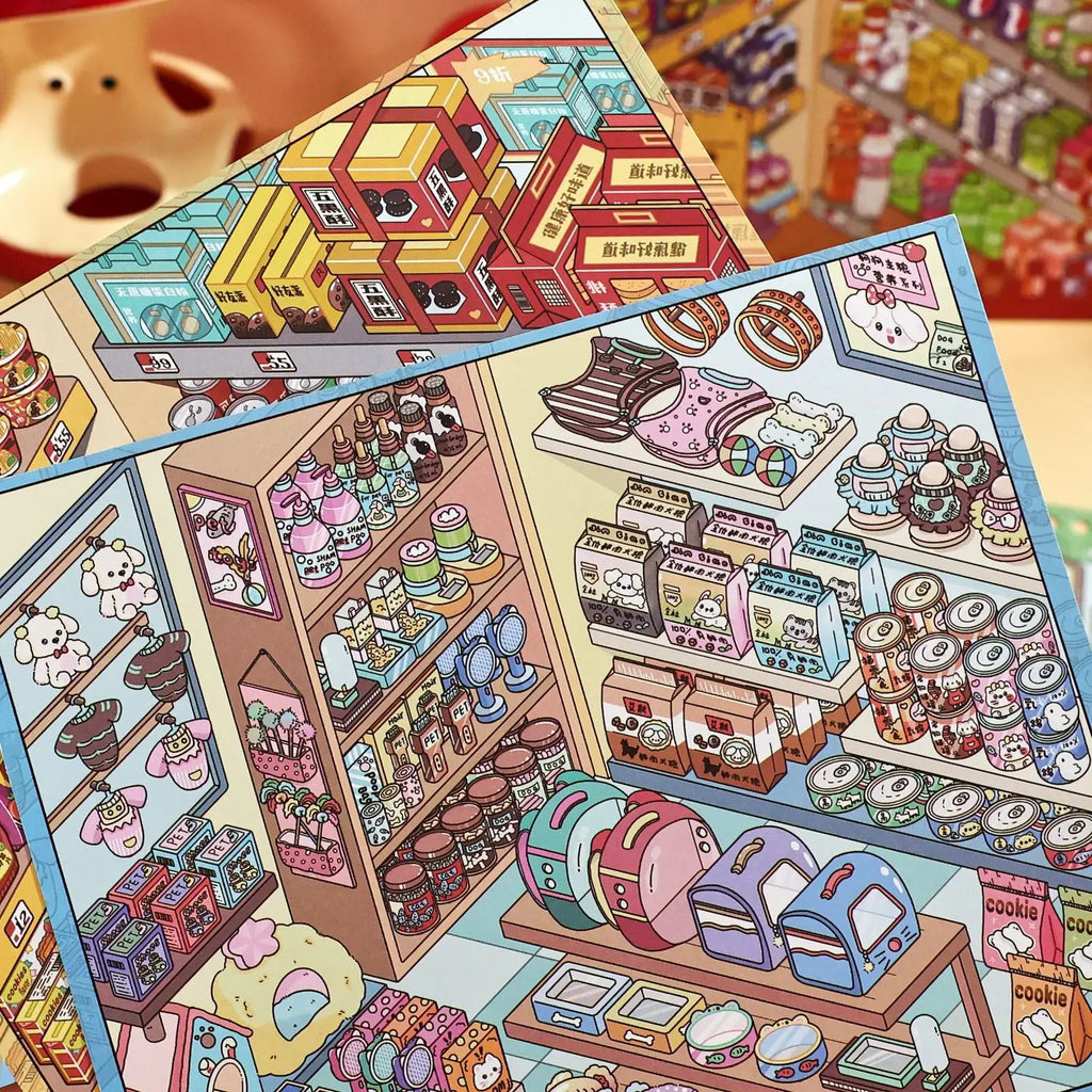 TIANZI10in1 3D Landscape Stickers Collection Book Album Cartoon Scene DIY Scrapbooking Supplies Aesthetic Junk Journal Stickers Qme