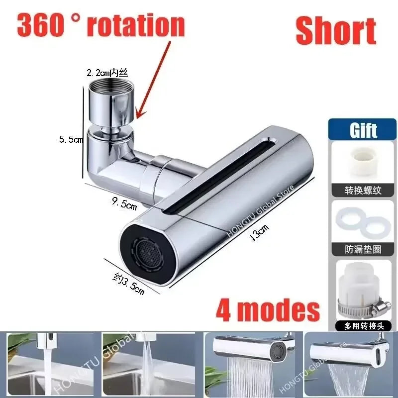 New 4 Modes Waterfall Faucet Aerator Extender Sprayer for Kitchen Sink Tap Waterfall Diffuser Water Saving Nozzle Bubbler Fit Qme 1Set