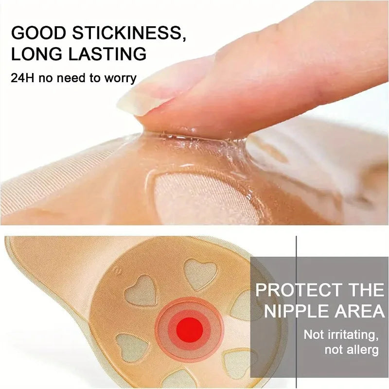 Silicone Breast Patches Breathable Adhesive Strapless Invisible Bra Qme