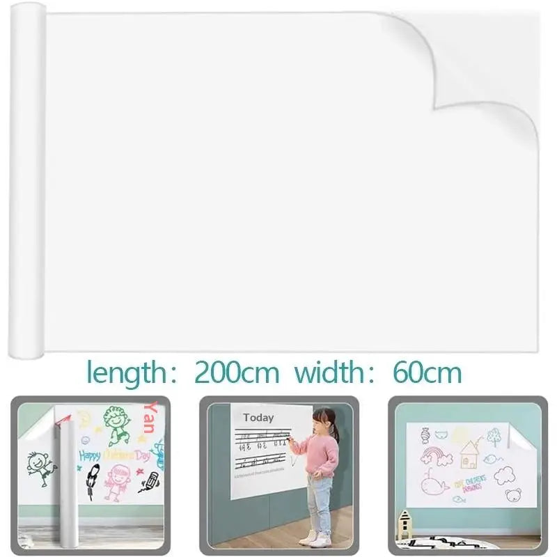 Electrostatic Whiteboard Wall Decal 45x60CM Static Cling Reusable Qme