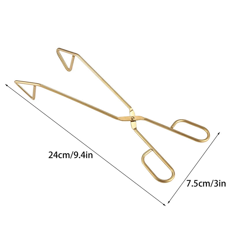 Kitchen BBQ Heat Resistant Hollow-out Barbecue Clip Food Tongs Qme S Gold