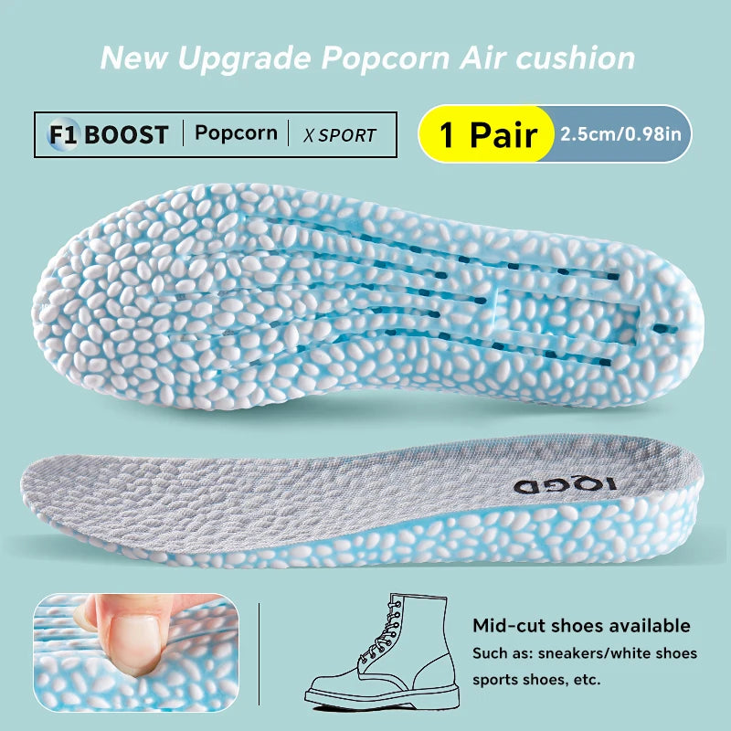 EVA Material Invisible Height Increase Insoles Shoes Breathable Shock Qme Blue 2.5cm EU43-44