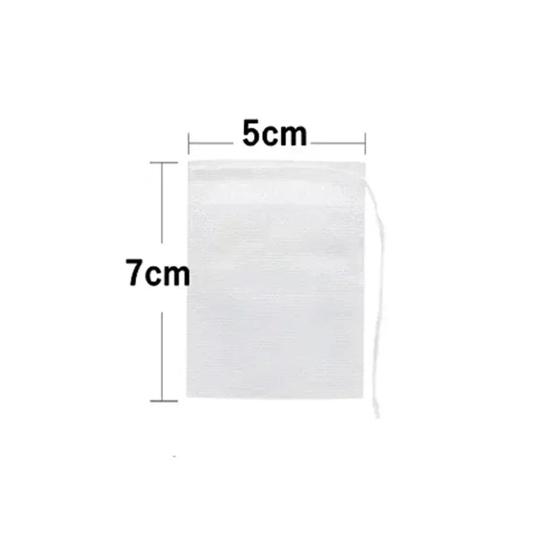 Disposable Tea Filter Bags Non-woven Fabric Bag Drawstring Kitchen Qme 5.5x7cm
