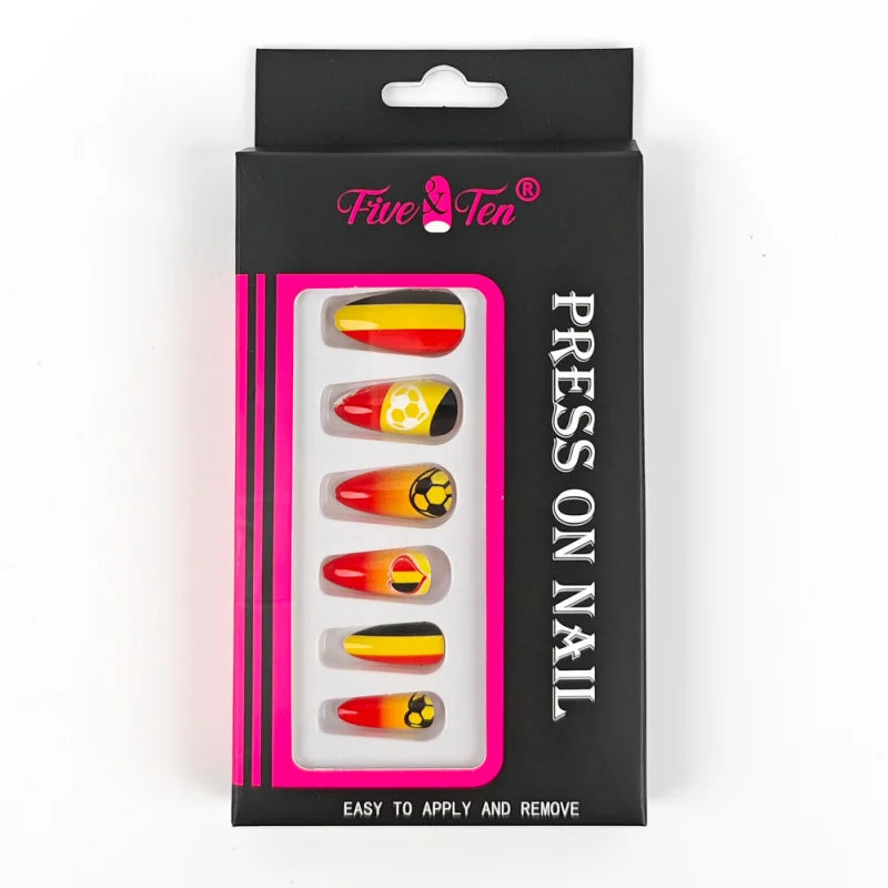 Germany Press On Nails Football Theme Fake Nails Waterproof Full Cover Nail Tips For Fans Qme 1pcs