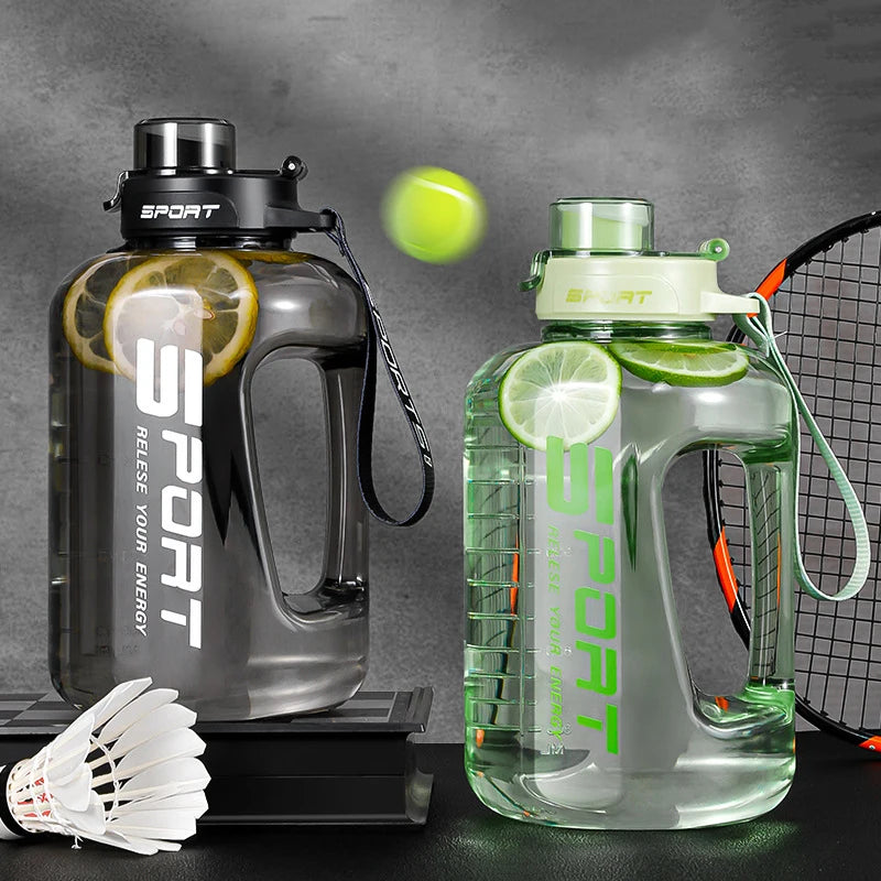 Large Capacity2500 Water Bottle Straw Lid Sports Gym Kettle Camping Qme