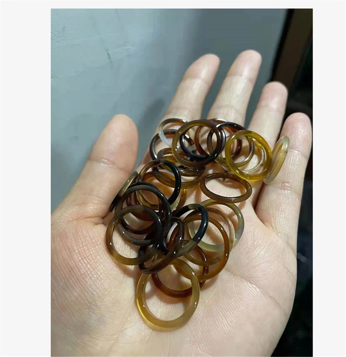 Chinese Style Imitation Natural Glass Ring Ancient Court Fashion Minimalist Couple Ring Glass Jewelry Charming Gift Wholesale Qme 1 piece 5