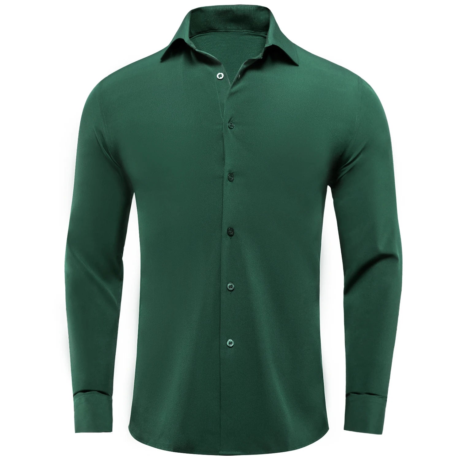 Hi-tie Plain Solid Silk Men's Shirts Long Sleeve Lapel Dress Suit Qme CY-1626 XL