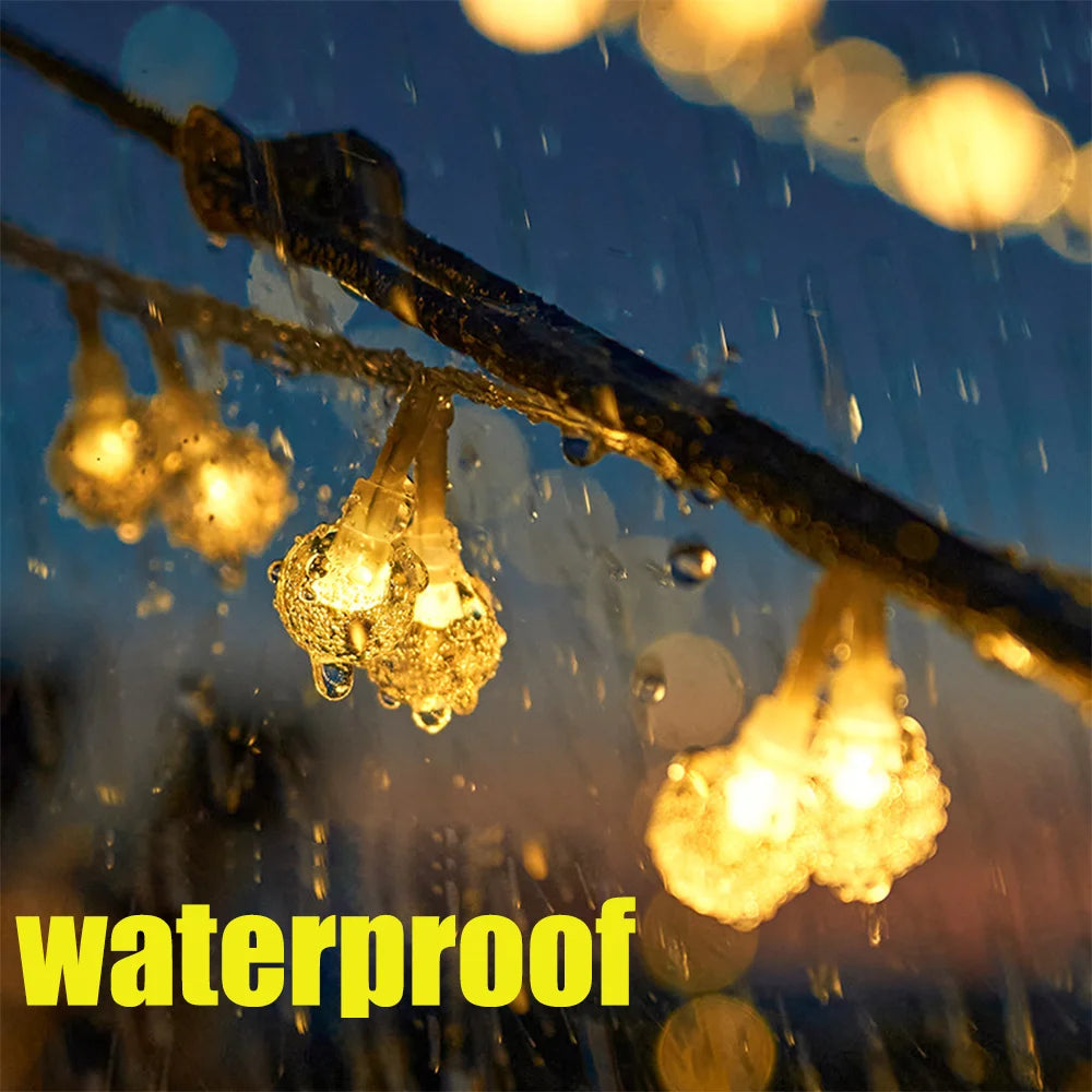 String Lights Camping Lamp Outdoor Crystal Globe Waterproof USB Qme