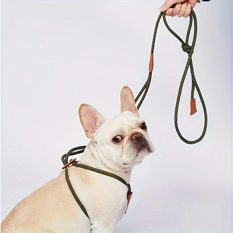 Integrated pet dog leash, nylon strap, adjustable dog chest strap, walking dog leash Qme