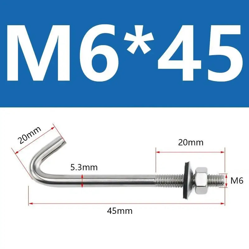 304 Stainless Steel M5 M6 L Hook Bolts With Matching Nuts Washers For Industrial Construction Home Hanging Qme A3