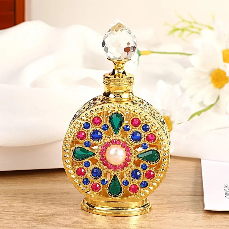 12ML Perfume Bottle Metal Empty Bottle Essential Oil Perfume Dispensing Glass Bottle Luxury Gifts Travel Portable Perfume Bottle Qme Glod 12ml