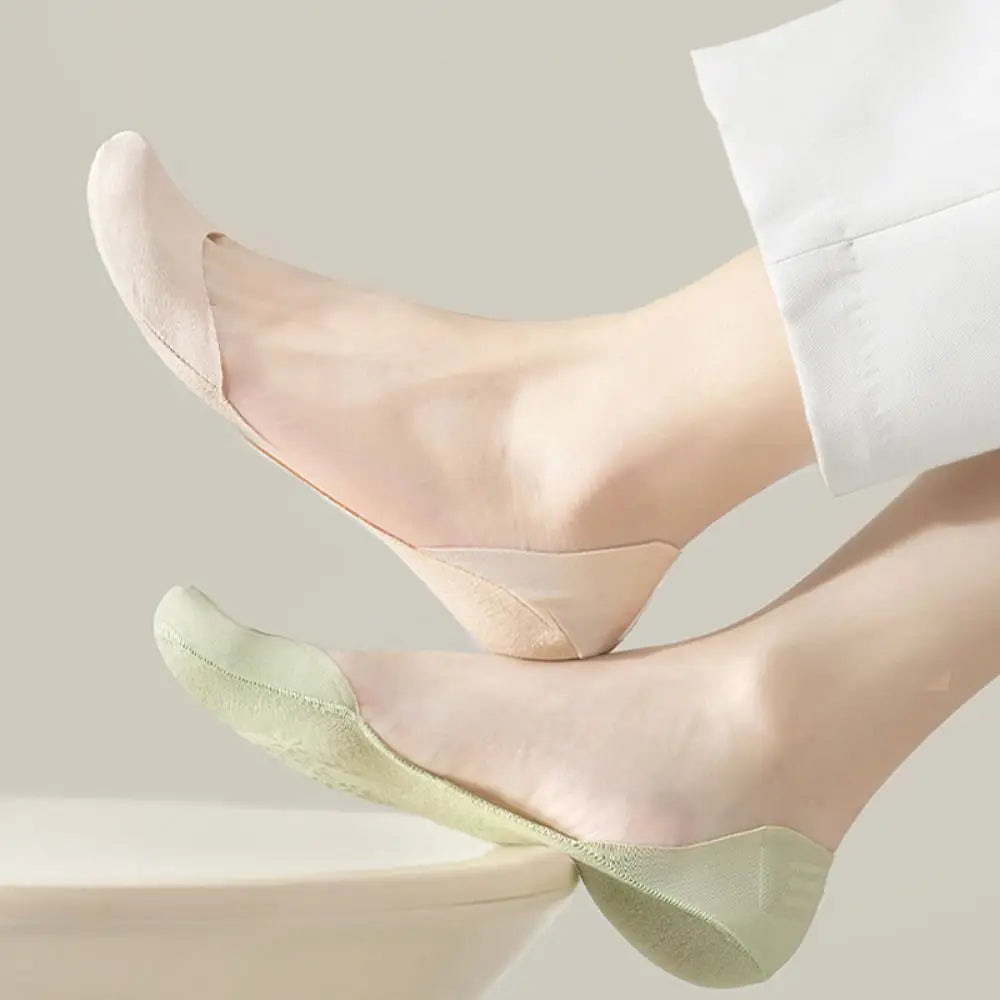 3Pairs Solid Invisible Socks Women Anti Slip Thin Summer Sweat Qme