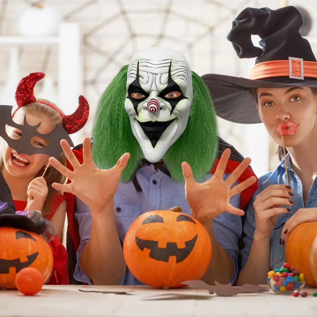Horror Masque Clown Glow-in-the-dark Halloween Face Covering Cover Qme