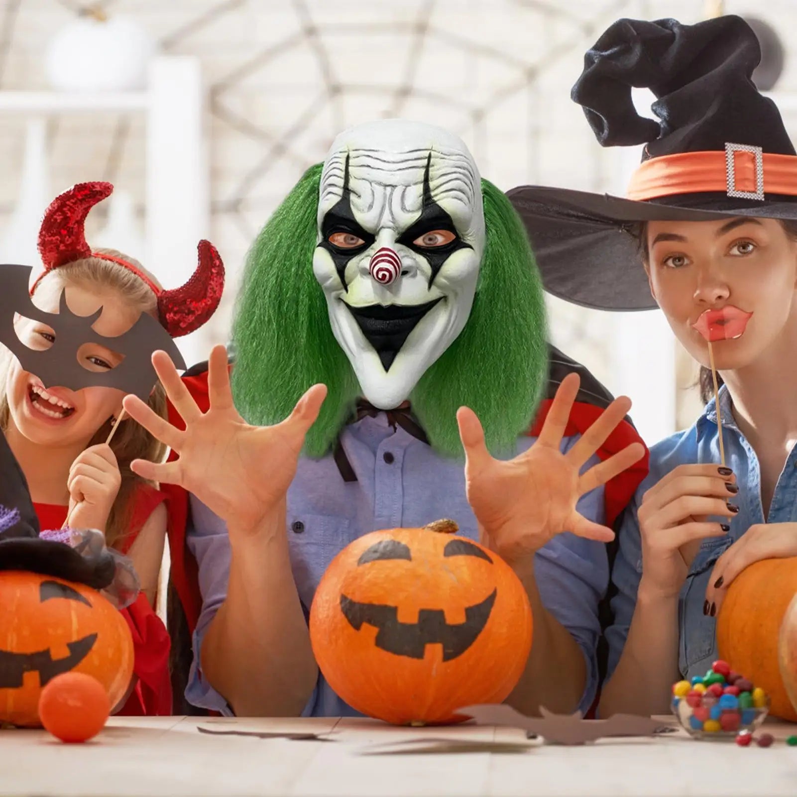 Horror Masque Clown Glow-in-the-dark Halloween Face Covering Cover Qme