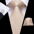 Champagne Floral Paisley Elegant Tie Men Groom Wedding Yellow Gray