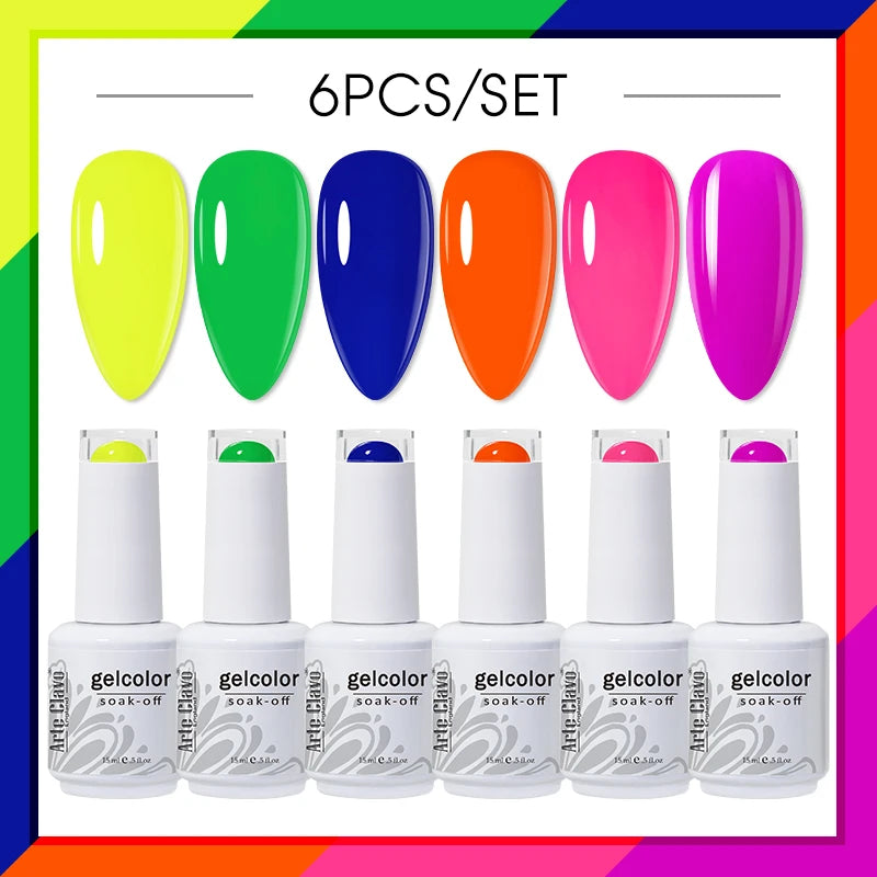 Arte Clavo Glitter Semi Permanent Nail Art LED UV Gel Polish Sparkly Qme