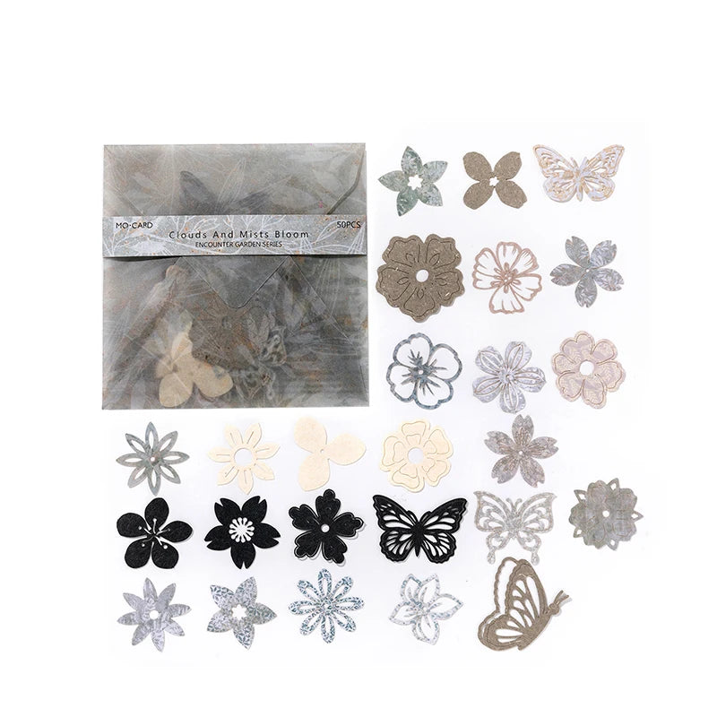 50 pcs Vintage Lace Hollow Frame Floral Material Paper Junk Journal Planner Scrapbooking Decorative Photo Albums Craft Supplies Qme F
