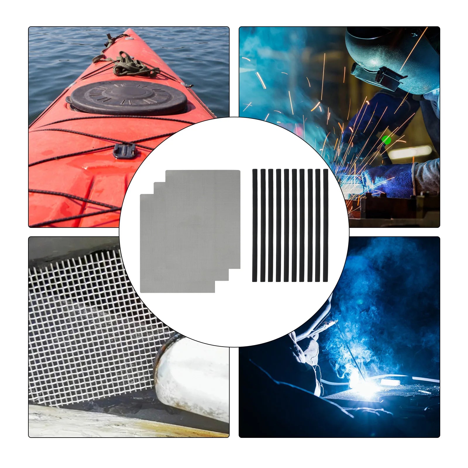 10pcs Plastic Welding Rods With 3 Repair Mesh For PP Bumper For Kayak Repairs Welding Rod Car Bumper Repair Welding Tools Qme