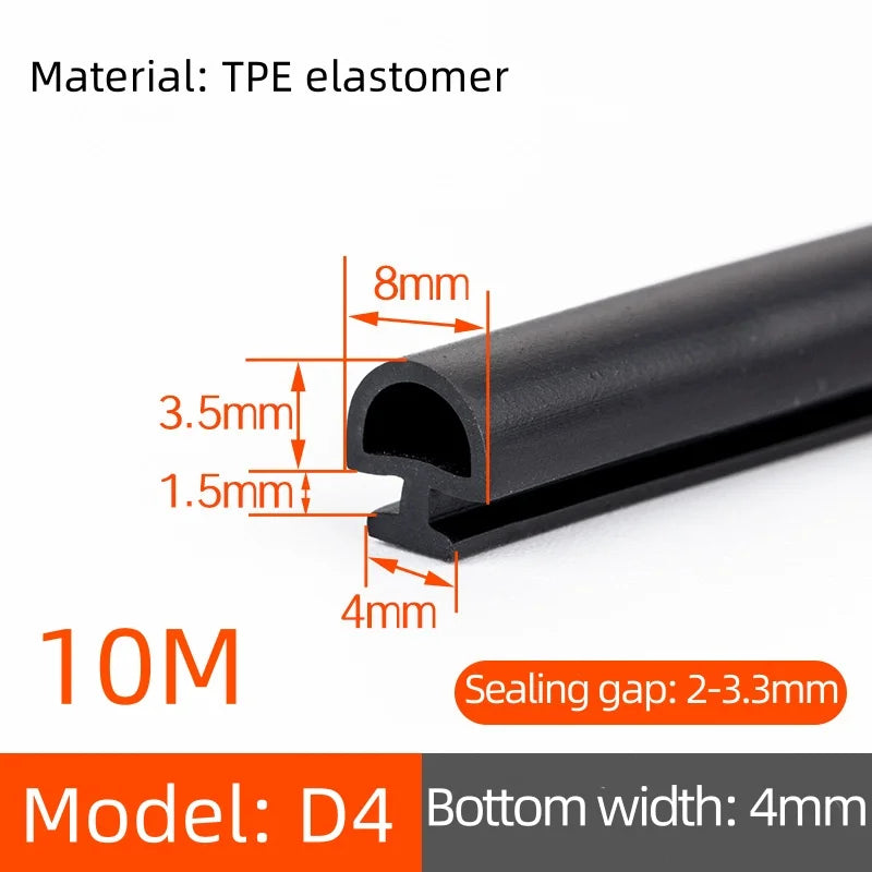 10M Silicone Sealing Strip for Doors and Windows Windproof Warm Durable Shock-absorbing Buffering Anti-collision Sealing Strip Qme D4 1