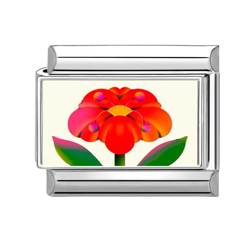 Fashion 3D Pattern Grapefruit Blue Flowers Piano Italian Charm Links