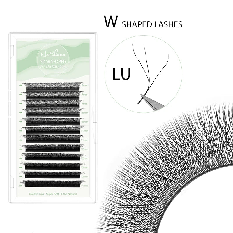 NATUHANA 3D 4D 5D W-shape Eyelash Extension C D L LU M Curl Colorful Qme