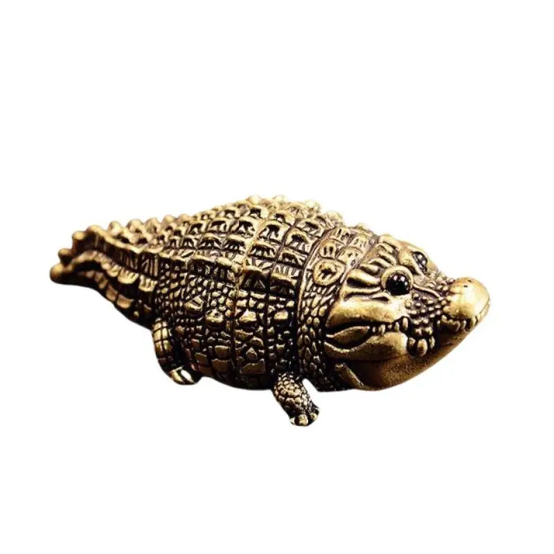 Bronze Crocodile Statue Home Ornaments Retro Copper Animal Figure Qme