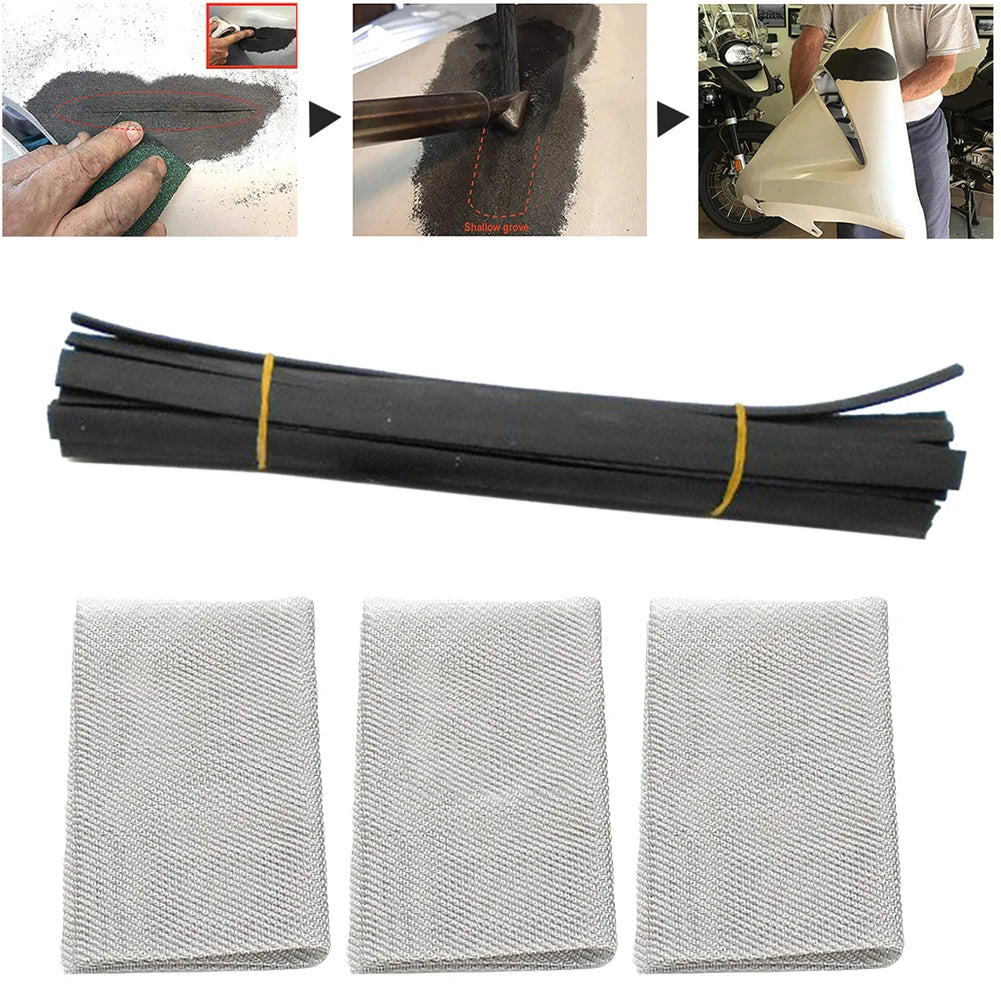 10pcs Plastic Welding Rods With 3 Repair Mesh For PP Bumper For Kayak Repairs Welding Rod Car Bumper Repair Welding Tools Qme Default Title