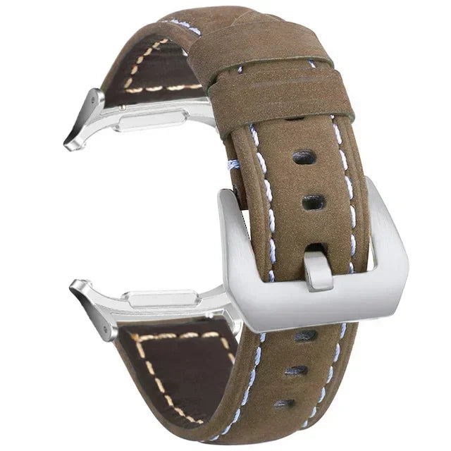 No Gaps Leather Strap for Samsung Galaxy Watch 7 Ultra 47mm Bracelet Wristband for Galaxy Watch Ultra Band Replacement Correa Qme DBrown-S Watch 7 Ultra 47MM