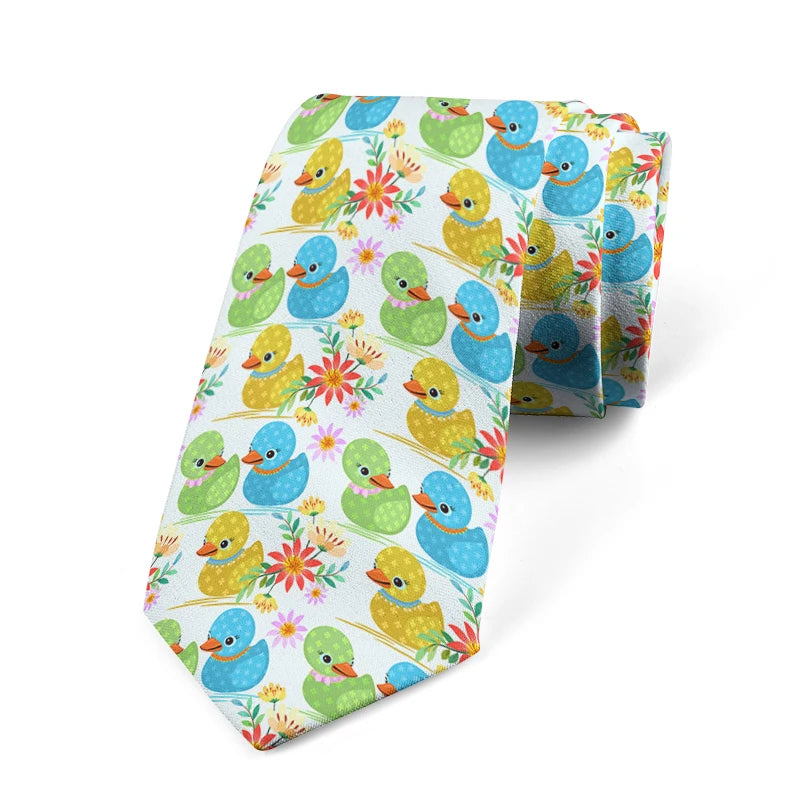 Cartoon Duck 3D Printed Tie Unisex Yellow Novelty Fashion Business Qme style1