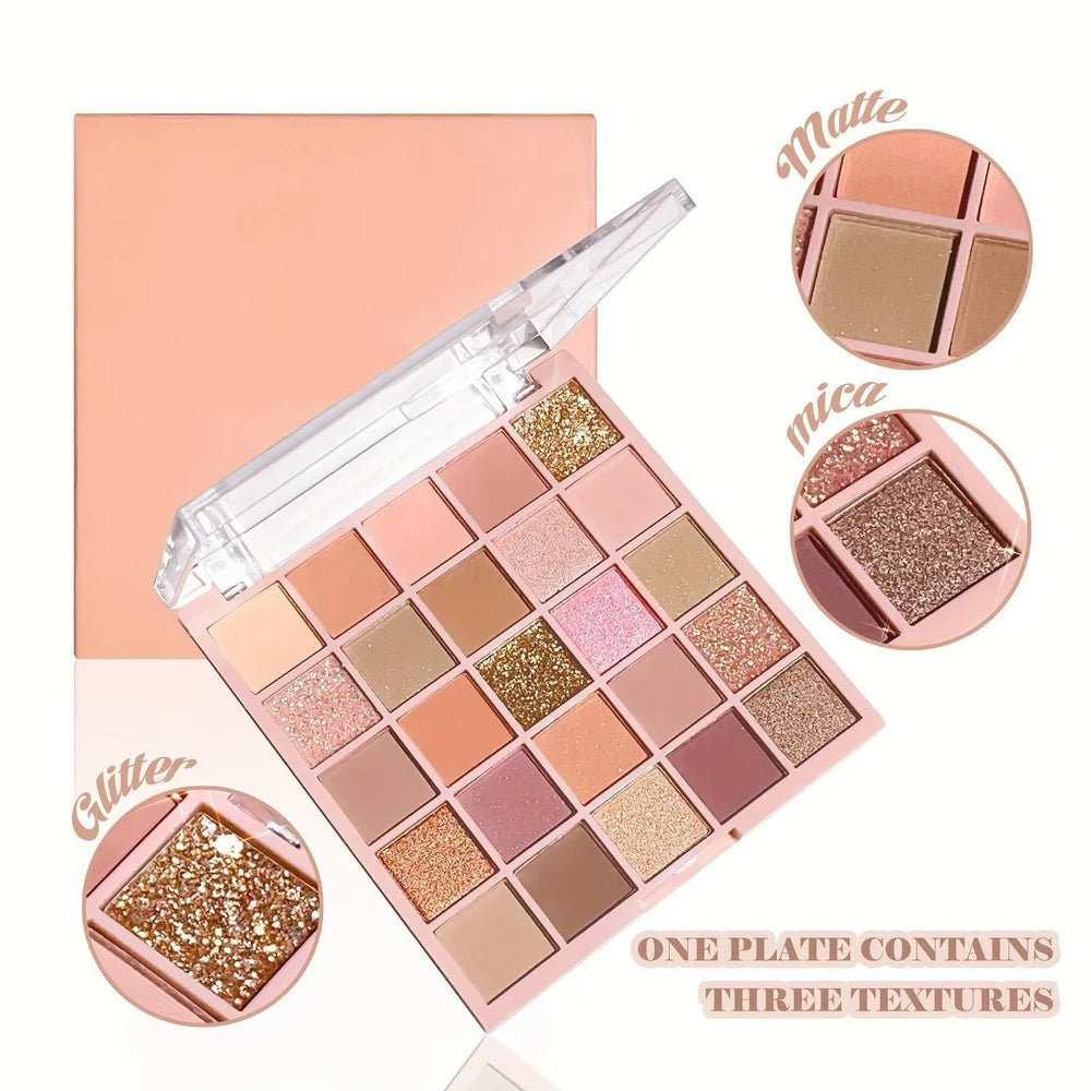 25-Color Eyeshadow Palette Matte Glitter Waterproof Long-lasting Easy Qme