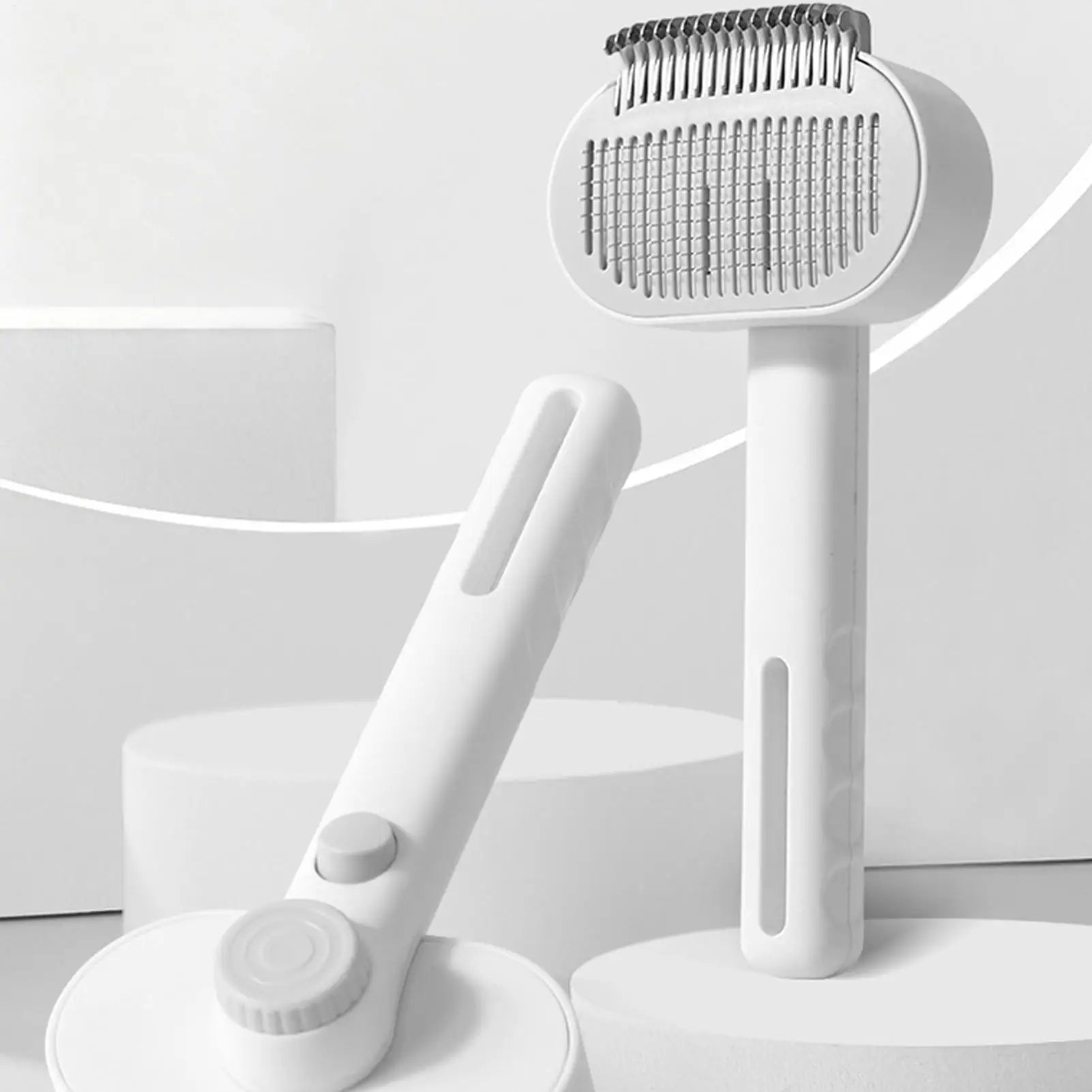 Dog Grooming Brush Adjustable Teeth Self-Cleaning Shedding Dog Hair Brush Cat Comb for Long Short Thick Small Medium Large Breed Qme