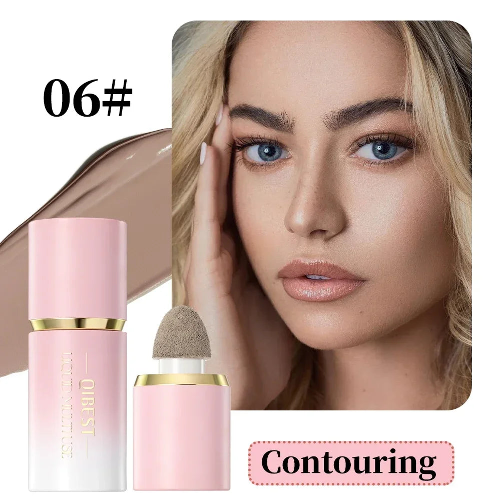 Qibest Liquid Contouring Makeup Contours Brightens Skin Tone Breathes and Enhances Facial Three-Dimensional Blusher Highlighter Qme 06