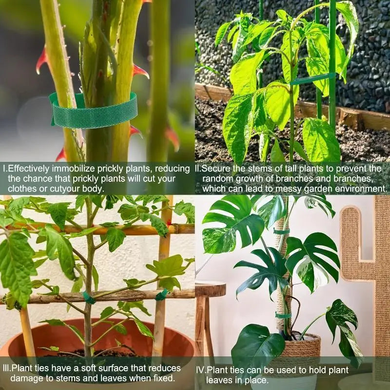 50 Reusable Non-slip Nylon Plant Ties Hook Loop Fasteners Adjustable Qme