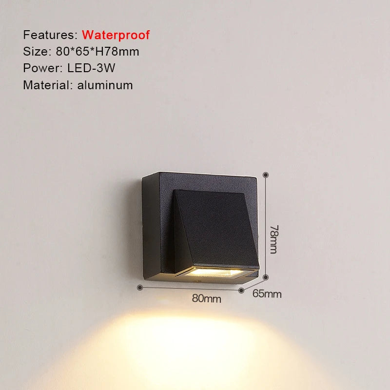 TRAZOS Round Square Modern Wall Lights Garden Porch Ip65 Waterproof Up Down Lighting Outdoor Led Bedroom Lamp Wall Decor Qme 1006 Warm White (2700-3500K)