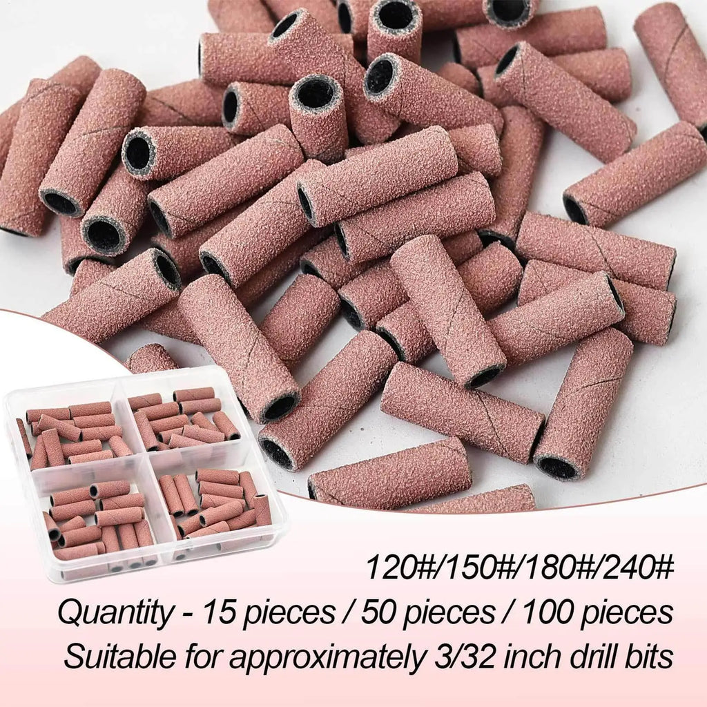 50pcs Nail File Sanding Bands Nail Drill Bits Sanding Bands for Electric Machine File Grinder Sand Band Nails Gel Polish Remove Qme