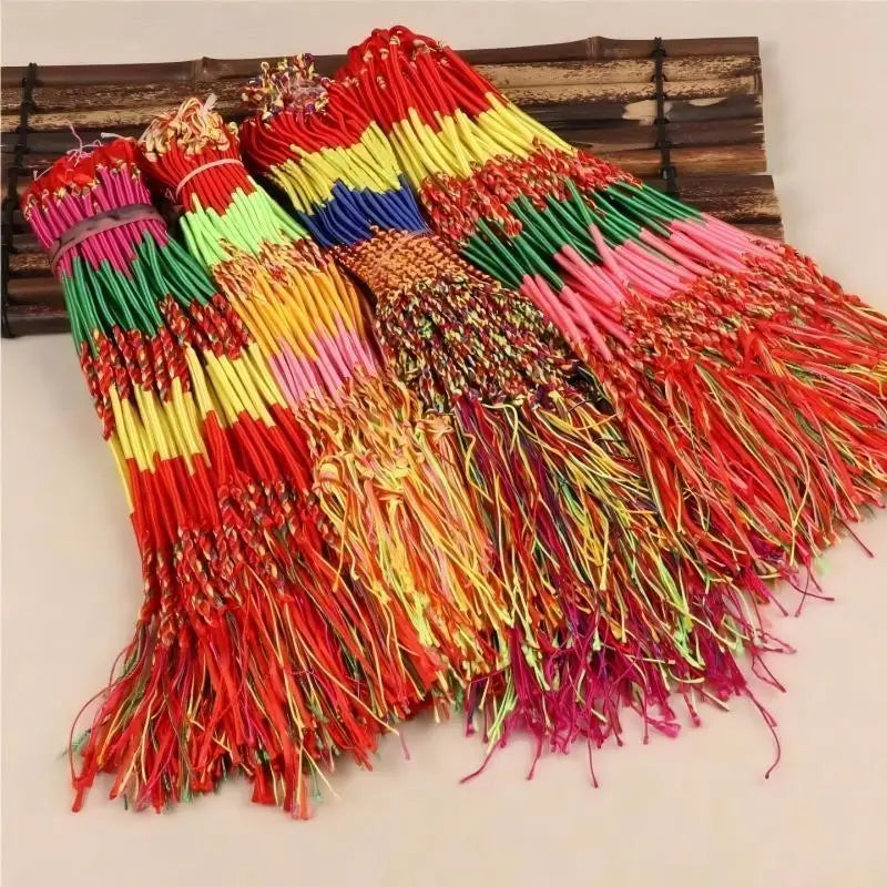 Multicolor Bracelets Rope Rainbow Mix Braid Tassel Bracelet Women Men Qme
