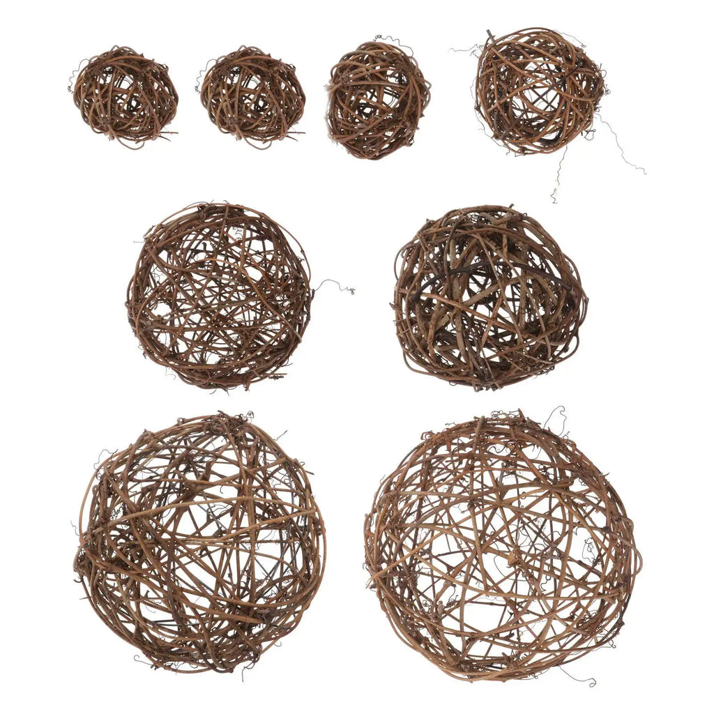 8Pcs Hollow Rattan Balls Different Size Scene Layout Decor Party Decorative Rattan Balls DIY Craft for Wedding Christmas Qme