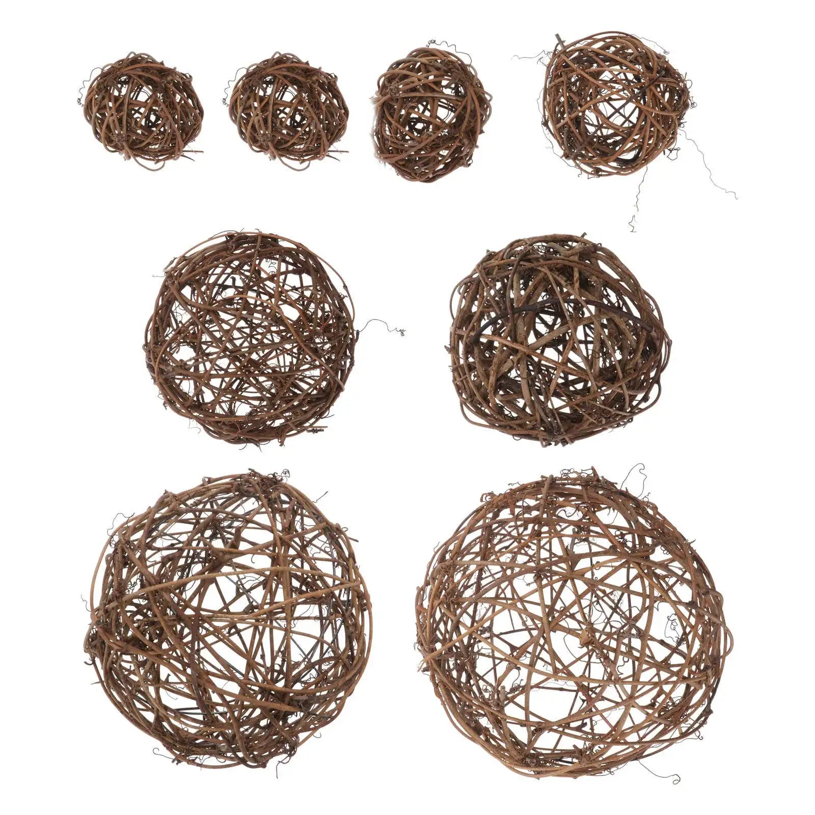 8Pcs Hollow Rattan Balls Different Size Scene Layout Decor Party Decorative Rattan Balls DIY Craft for Wedding Christmas Qme
