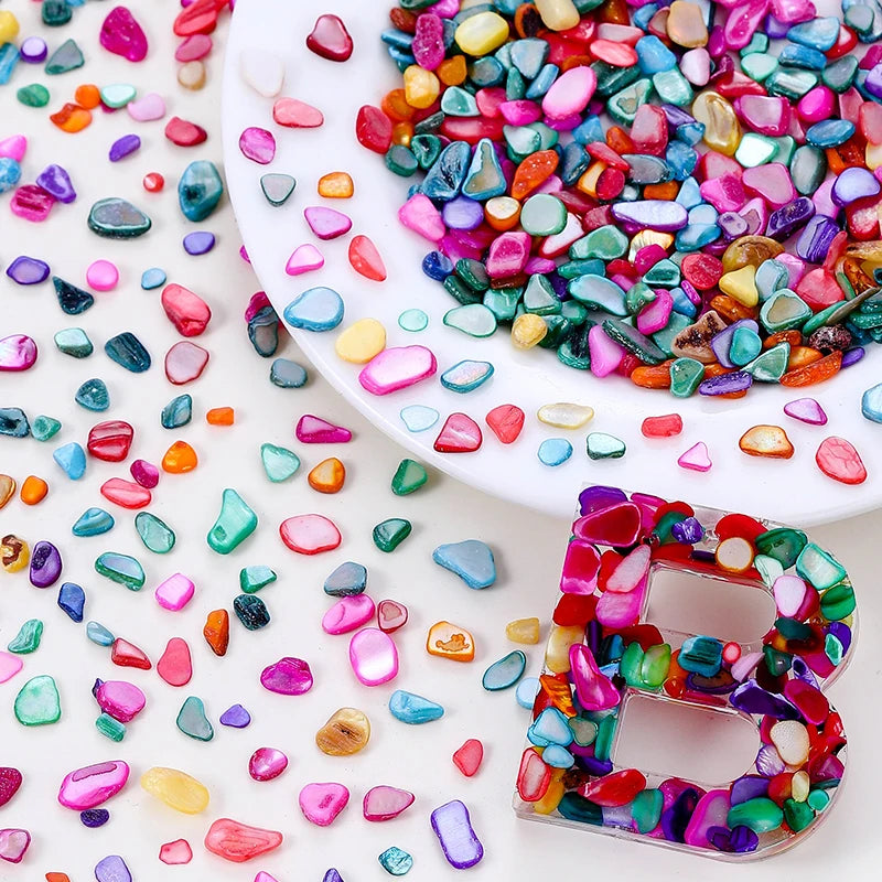 50g Crushed Shells Natural Pearl Light Nail Seashell Slices Particle Shell Charm for DIY Art Crafts Table Scatter Party Favor Qme Mixed