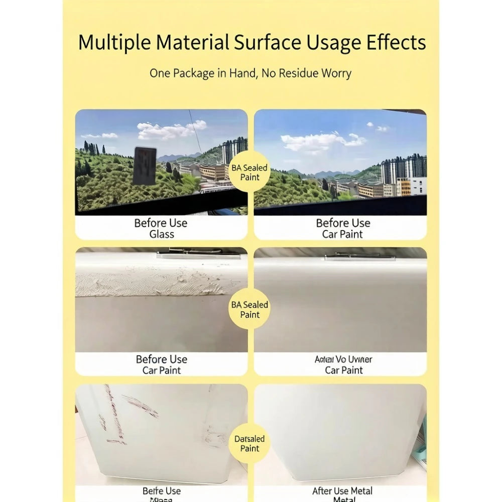 Disposable adhesive remover wipes, easily remove surface glue residue, individually wrapped. Material: non-woven fabric. Qme