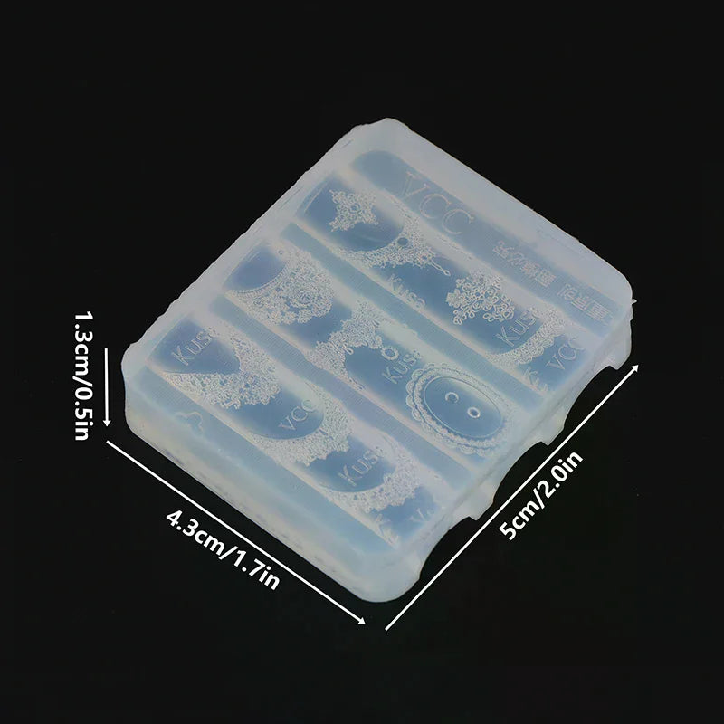 Transparent Lace Nail Mold Women Silicone Embossed Design Stencil Qme