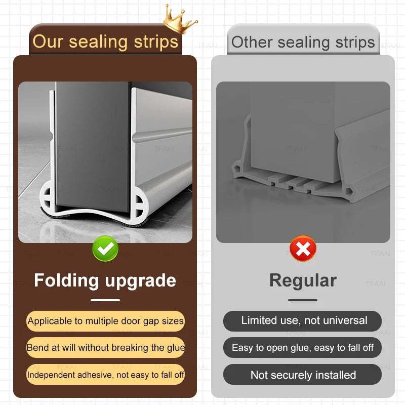 PVC Silent Door Seal Strip Flexible Door Bottom Gap Weather Strip Washable and Wear-resistant Sealing Strip with Under Brush Qme