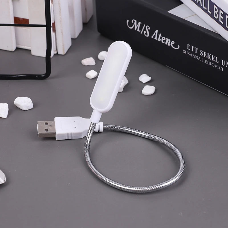 Mini USB LED Light 6 Book Flexible Reading Lamp Portable Night Power Qme White