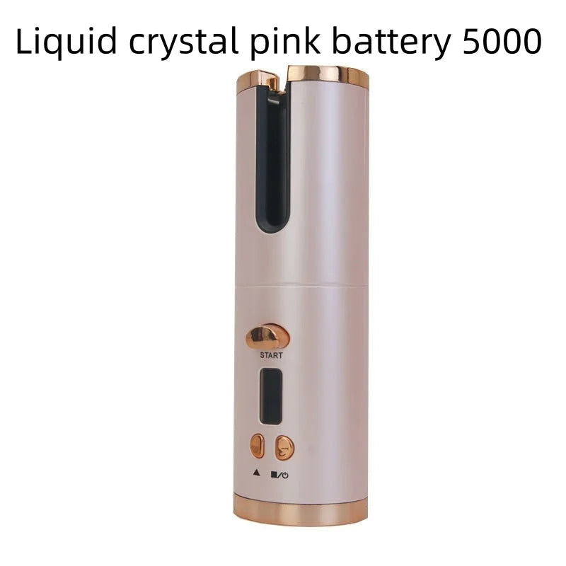Automatic Hair Curler Wireless With Heat Timer Modes Rechargeable Portabl Fast Heating Styler For Perfect Curls Every Time Qme Pink battery 5000