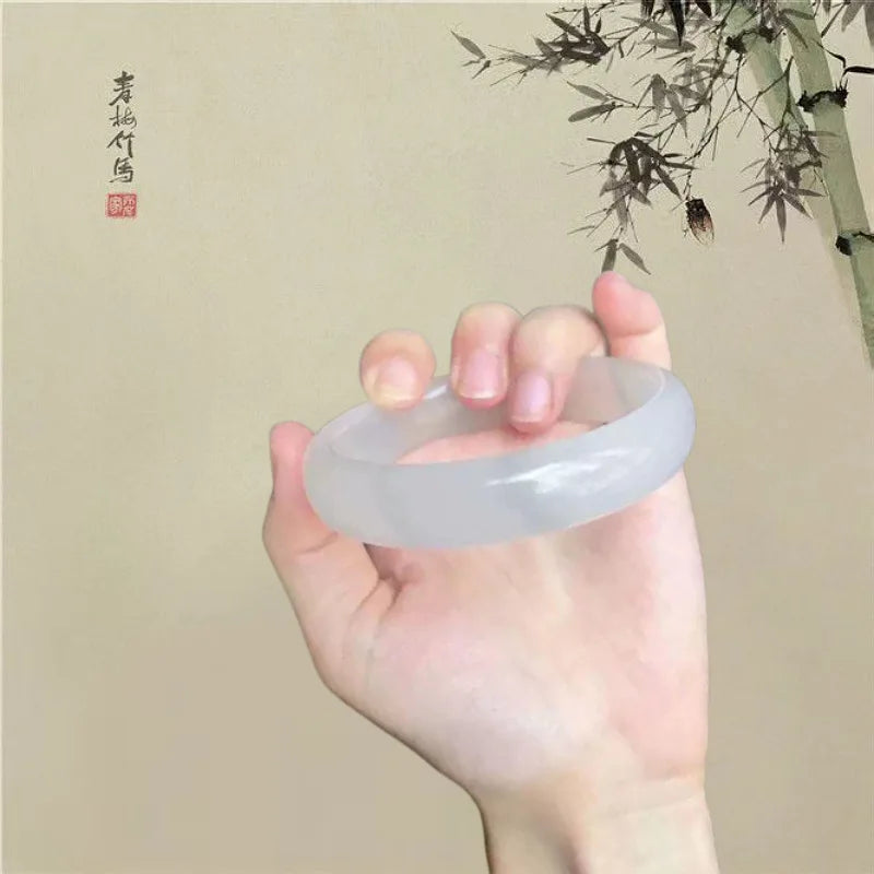Natural Ice Ink Jade White Moonlight Jade Bracelet Grey Ice Emerald Color Women's Jewelry Wholesale Qme