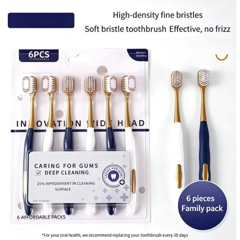 Soft Bristle Toothbrushes Anti-slip Handle Gentle Gum Care Deep Clean Qme
