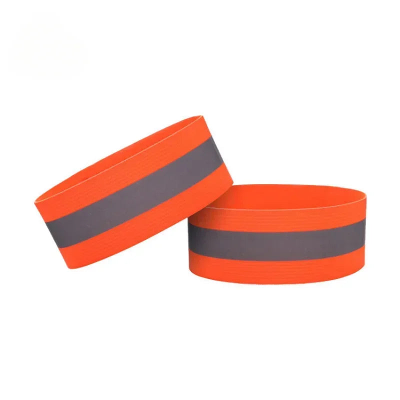 Outdoor Sports Night Running Cycling Jogging Elasticated Reflective Safety Arm Band Wristband Warning Reflector Tape Qme orange 4x35CM 10pcs