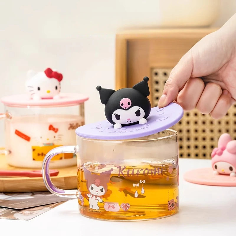 Hello Kitty Kuromi 3D Silicone Cup Lid Universal Round Cute Qme