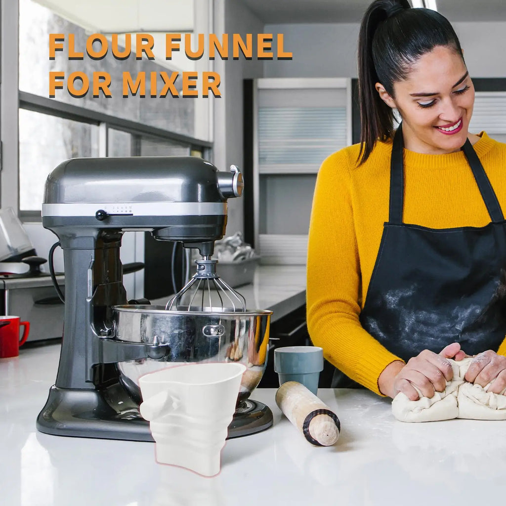 Flour Funnel For Stand Mixer Flour Sugar Pouring Funnel Stand Mixer Attachment For Oil Jam Egg Liquid Water Canning Cooking Qme