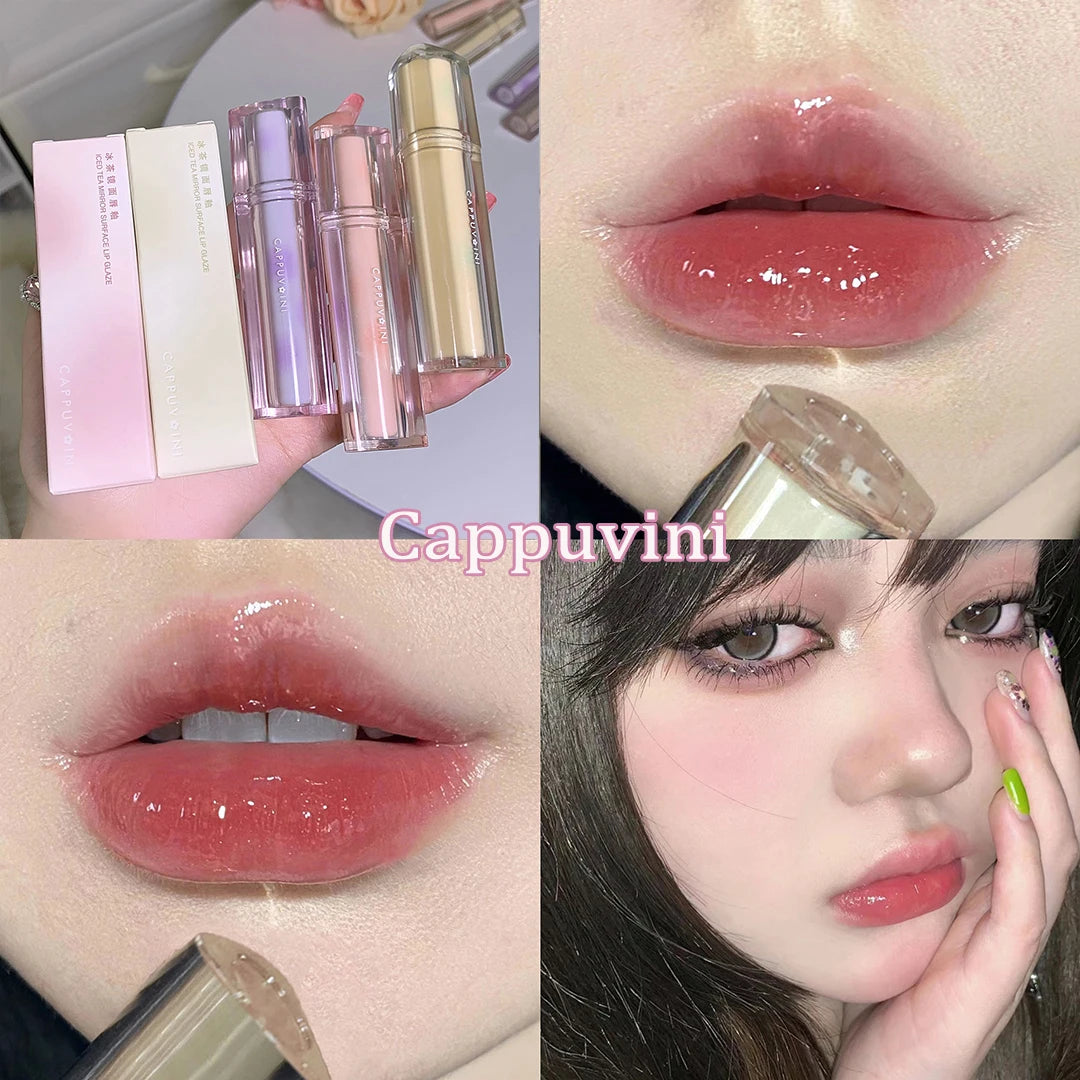 Iced Tea Mirror Lip Glaze Watery Lip Gloss Waterproof Lasting Transparent Jelly Liquid Lipstick Womon Beauty Makeup Lip Cosmetic Qme 07 Cappuvini